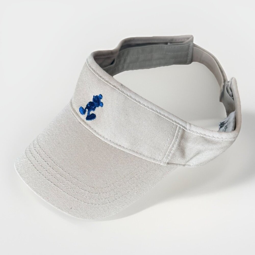 DISNEY PARKS Mickey Mouse Beige Tan Cotton Visor Cap Golf Sun Walt Disney World